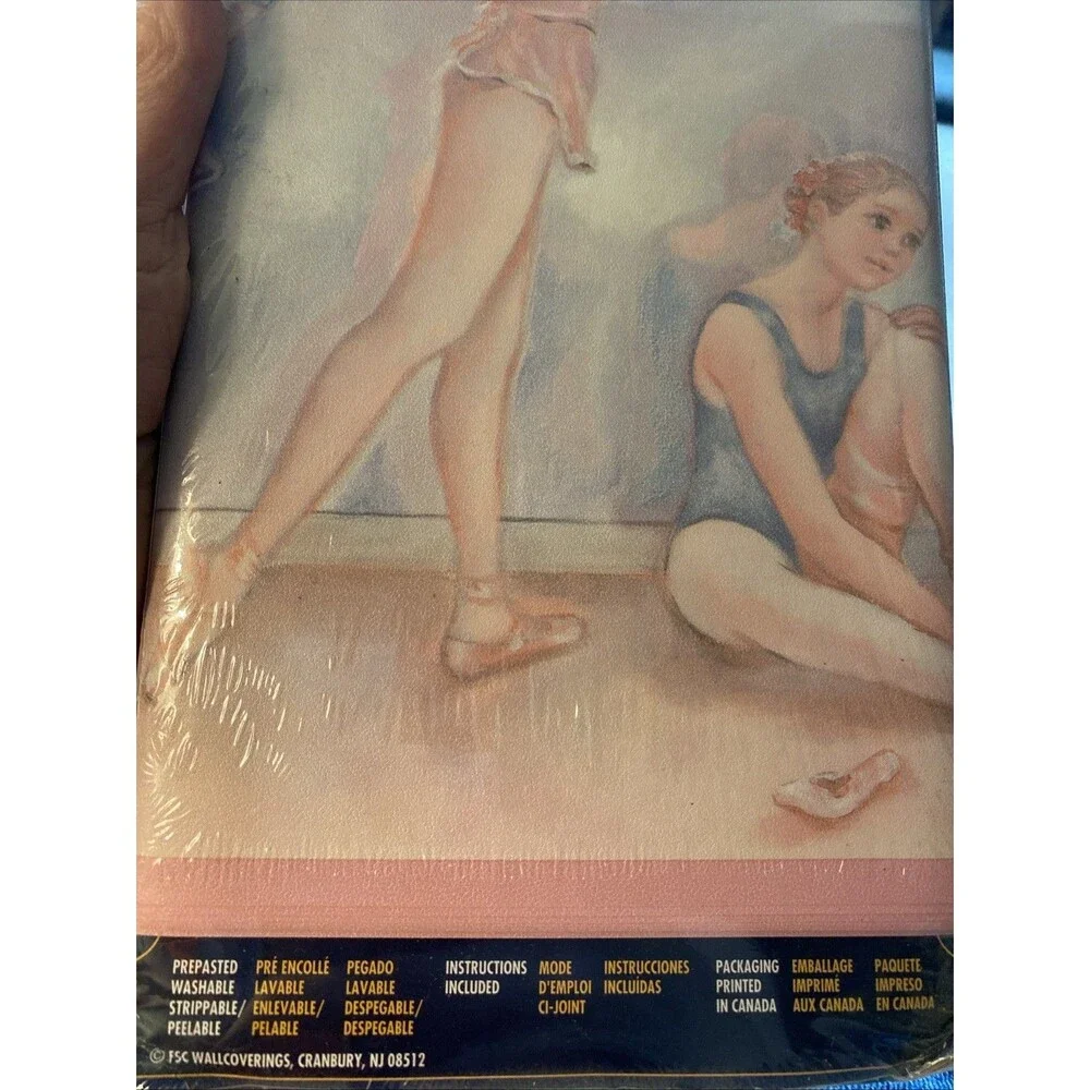 Ballerina Ballet Wallpaper Prepasted Border VILLAGE Blue Pink Lot Of 2 Pks 30 ft